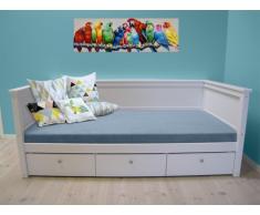 Cama banco con cajones SANDRINE - 90x190 cm - Pino - Blanco lacado
