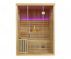 Sauna Tradicional Finlandesa 2/3 plazas acristalada con leds SIGTUNA - Largo 150 x Ancho 120 x Alto 200 cm
