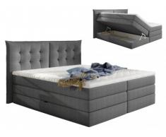 Pack boxspring de cabecero + somier abatible + colchón + cubre colchón PLAISIR de PALACIO - tela gris - 2x80x200cm