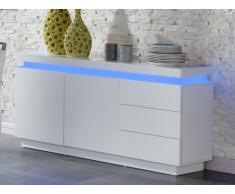 Aparador bajo EMERSON II - 2 puertas & 3 cajones - LEDs - MDF lacado blanco