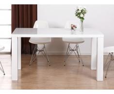 Mesa de comedor MONICA - 6 comensales - MDF blanco lacado
