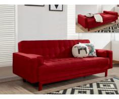 Sofá cama clic-clac de tela ELEANOR - Rojo burdeos