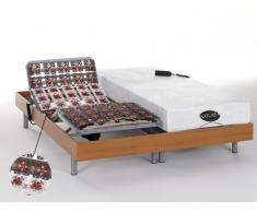 Cama eléctrica con memoria de forma y bambú LYSIS III de NATUREA - Cerezo - Motores OKIN - 2x100x200 cm
