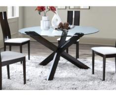 Mesa de comedor CENTAURI - 6 comensales - Madera y cristal templado
