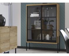 Vitrina industrial MEMPHIS - 2 puertas correderas de cristal - Color castaño y negro