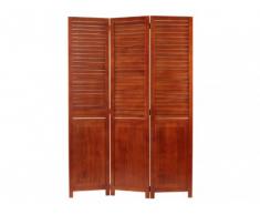 Biombo 3 paneles TIBBY de paulownia - 120 x 170 cm - Efecto persiana - Marrón