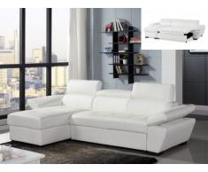 Sofá cama rinconero de piel JONOVA - Blanco - Ángulo izquierdo