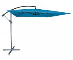 Sombrilla cuadrada con pie lateral CAPELINA de acero - Diámetro 2.5 m x Alto 2.54 m - Turquesa