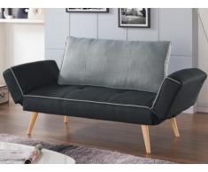 Sofá cama clic-clac EBATY tapizado de tela - Gris antracita y celeste