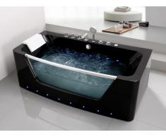 Bañera de hidromasaje acristalada con leds DYONA - 1 plaza - 260 L - 85x170x58cm - Negra