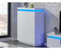 Aparador alto EMERSON II - 4 puertas - MDF lacado blanco - LEDs