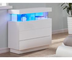 Cómoda FABIO - MDF lacado blanco – Luces led - 3 cajones