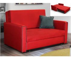 Sofá cama 2 plazas de tela VELLANI - Rojo con ribete gris claro