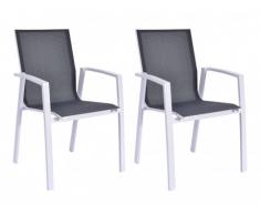 Lote de 2 sillones de jardín MAHINA de aluminio y textileno - Asiento antracita