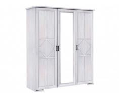 Armario con espejo MAELIS - Ancho 172 .5 cm - 3 puertas - Acabado tipo roble blanqueado