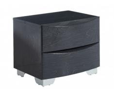 Mesa de noche THECLE - 2 cajones - MDF lacado - Negro