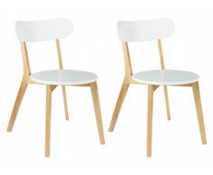 Conjunto de 2 sillas COLETTE - Madera maciza de hevea y MDF - Color blanco