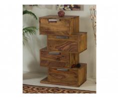 Estantería asimétrica THAIS - 4 cajones - Madera de shisham