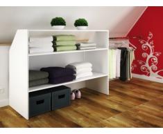 Estantería para buhardilla ARELY - 2 niveles y 1 colgador - Blanco