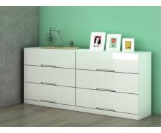 Cómoda CLAIRE - 6 cajones - MDF lacado blanco