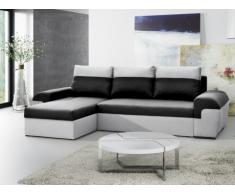 Sofá-cama rinconero y reversible de tela GABY - Bicolor negro y gris claro