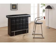 Mueble bar CARDY - Piel sintética y cristal templado - Negro