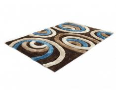 Alfombra shaggy SHIMODA - Azul y chocolate - Poliéster - 160x230 cm