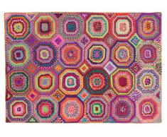 Alfombra tejida a mano con materiales reciclados de estilo bohemio chic TAPAY - 160 x 230 cm - Multicolor