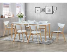 Pack de salón comedor: Conjunto de mesa + 6 sillas CARINE - Color blanco
