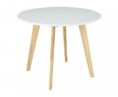 Mesa redonda COLETTE - 4 comensales - Hevea maciza y MDF - Color blanco