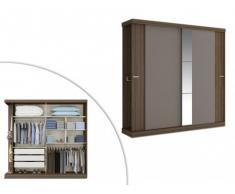 Armario ADALRIK - 2 puertas correderas - Largo 231 cm - Chocolate y marrón topo