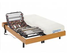 Cama articulada eléctrica de láminas y terminales con memoria de forma DIONYSOS de DREAMEA - motores OKIN - color cerezo - 2x70x190cm