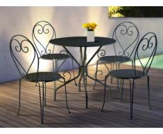 Comedor de jardín de hierro forjado GUERMANTES: mesa + 4 sillas - Gris antracita