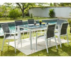 Comedor de jardín MAHINA de aluminio - una mesa + 6 sillones - Asiento antracita
