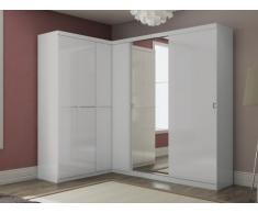 Armario vestidor esquinero OLOF con espejo - 6 puertas - Blanco