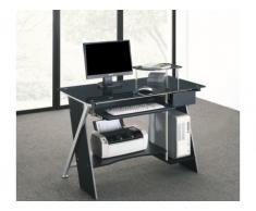 Mesa de ordenador PASCAL - 1 cajón - Cristal templado negro