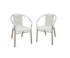 Conjunto de 2 sillas de jardín de aluminio y resina trenzada FIZZ - Blanco