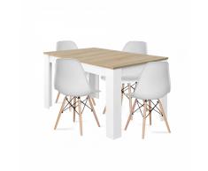 PACK MESA EXTENSIBLE NORDIK Y 4 SILLAS TOWER WOOD BLANCAS