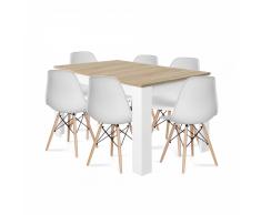 PACK MESA EXTENSIBLE NORDIK Y 6 SILLAS TOWER WOOD BLANCAS