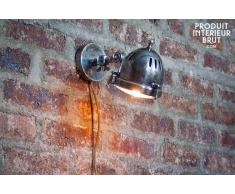 Lámpara de pared de estilo vintage tipo faro plateada