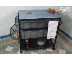 Carrito de almacenamiento de cocina de estilo vintage Piedra Azul