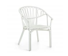Silla con brazos Ganga ratán blanco