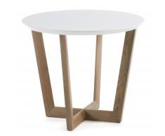 Mesa auxiliar Hodor Ø 60 cm blanco y roble