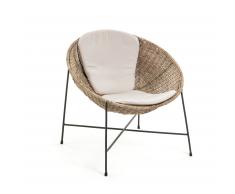 Sillón Kathryn ratán patas metal negro