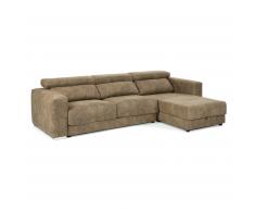 Sofá Atlanta 3 plazas chaise longue marrón pardo 290 cm
