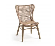 Silla Zabel madera eucalipto y cuerda beige