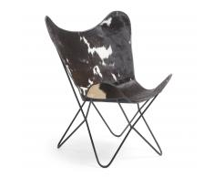 Sillón Fly, cuero negro y blanco