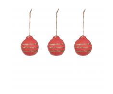 Set Galia bolas decorativas rayas rojo