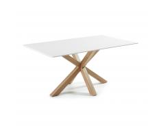 Mesa Argo 180 cm melamina blanco patas efecto madera
