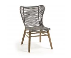 Silla Zabel madera eucalipto y cuerda gris
